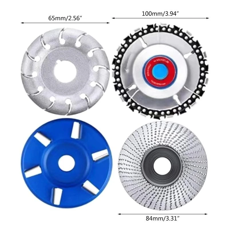 Muela angular multifunción, disco tallado madera 6T, 4 Uds., disco cadena amoladora 22T para pulir y tallar,