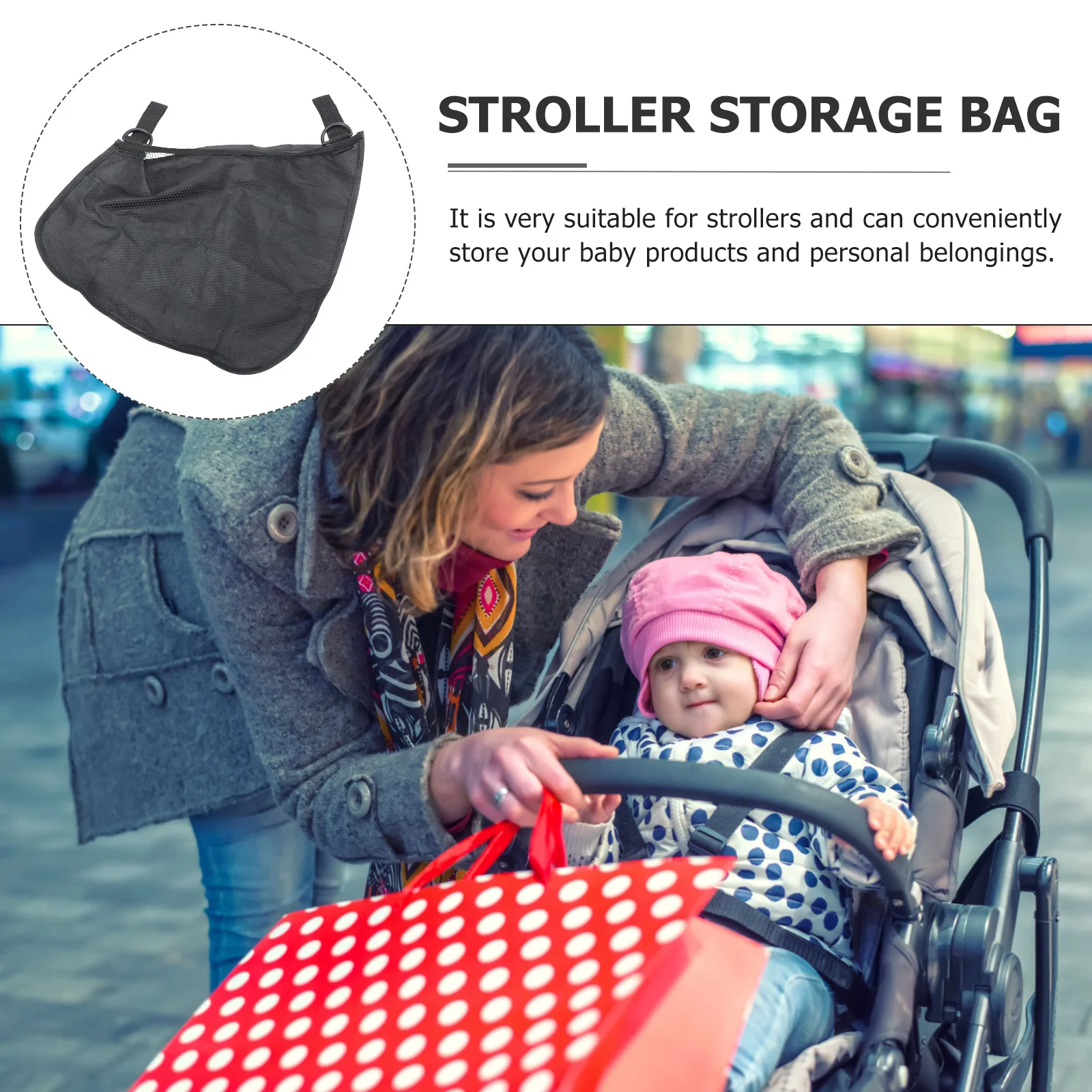 

Подвесная сетчатая сумка для хранения детской коляски, легкая противопровисающая сумка-органайзер, идеально подходит для переноски подгузников, детских принадлежностей