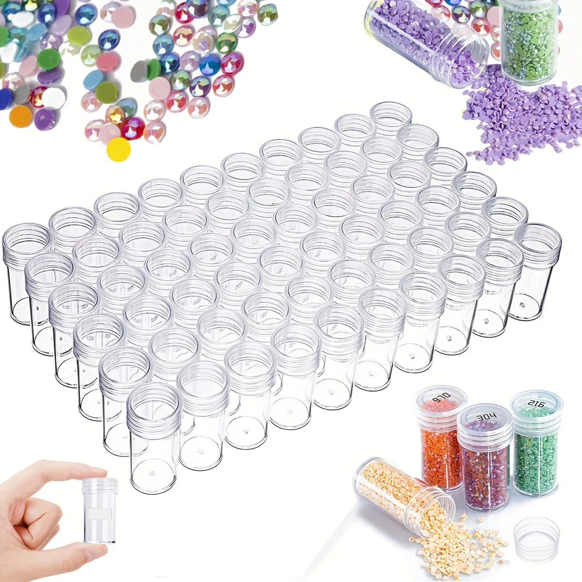 30pcs Bead Storage Bottle, Accessories Organizer, DIY Diamond Painting Organizer Tools, Rhinestone Mosaic Art Mini Storage Conta