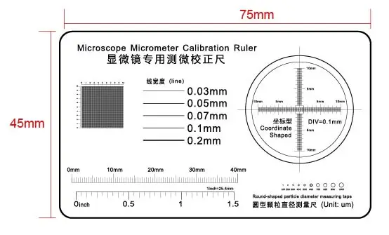 Stain Detection Card Inspection Gauge Reference Card Special Micrometer Correction Ruler for Precision Microscope Film Point Gau