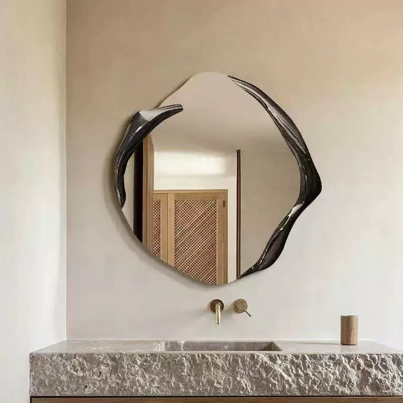 Nordic Bathroom Mirror Light Luxury Irregular Decorative Mirror Wall Hanging Art Dressing Mirror Creative Wall Decoration Espejo