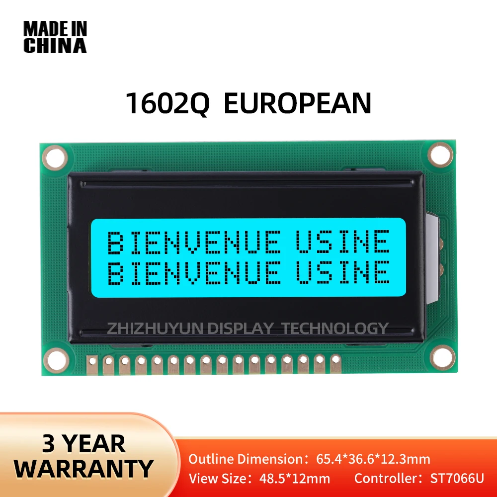 Écran LCD Rick I2C bleu glacier, petit écran, adaptateur européen, technologie IIC I2C, 1602Q