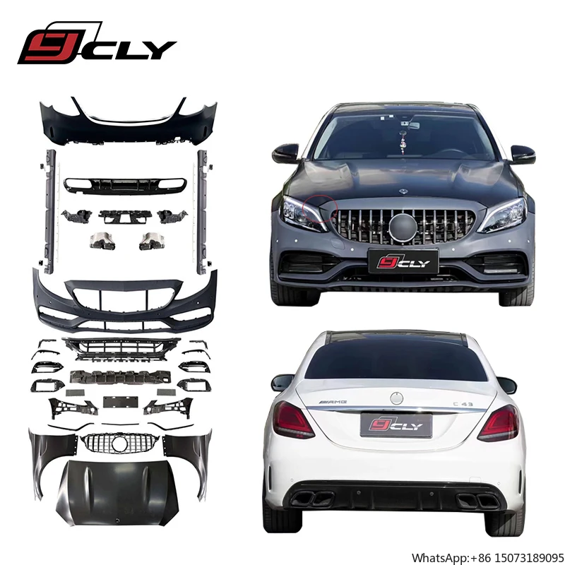 

Лидер продаж W205 Обновление 1:1 C63 Комплект кузова для 2015-2021 C Class W205 Facelift C63 Бампер Капот Решетка Крылья Диффузор