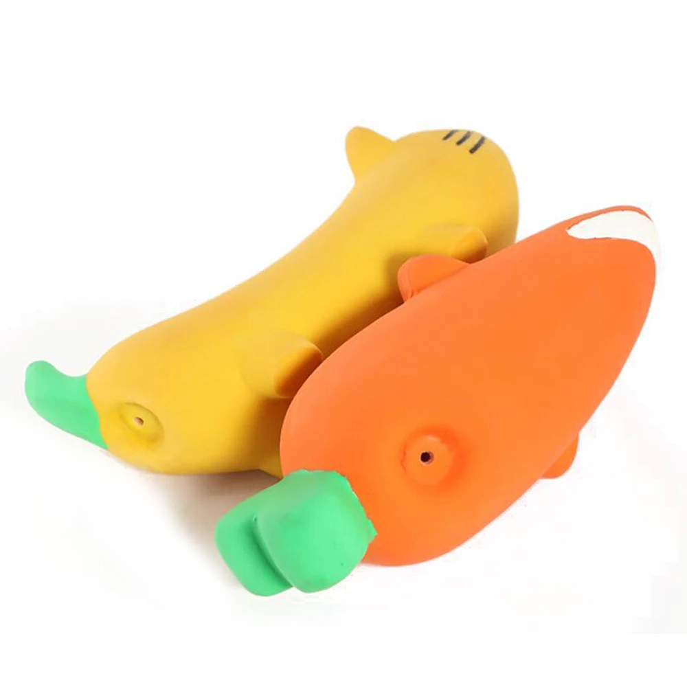 Fruit Shape Chew Dog Toys Banana Carrot Pet Interactive Squeak Toy Latex Soft Chew Toy for Small Large Dogs Cats Pet Accessories