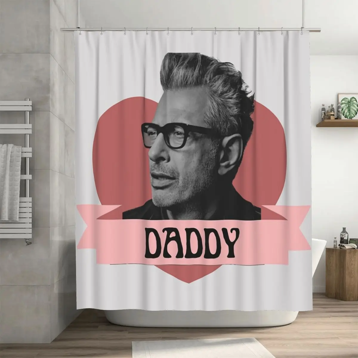 Jeff Daddy Goldblum With A Heart Celebrity Crush Inspired Heckinfarout Shower Curtain Bathroom Bath Curtains with Hooks