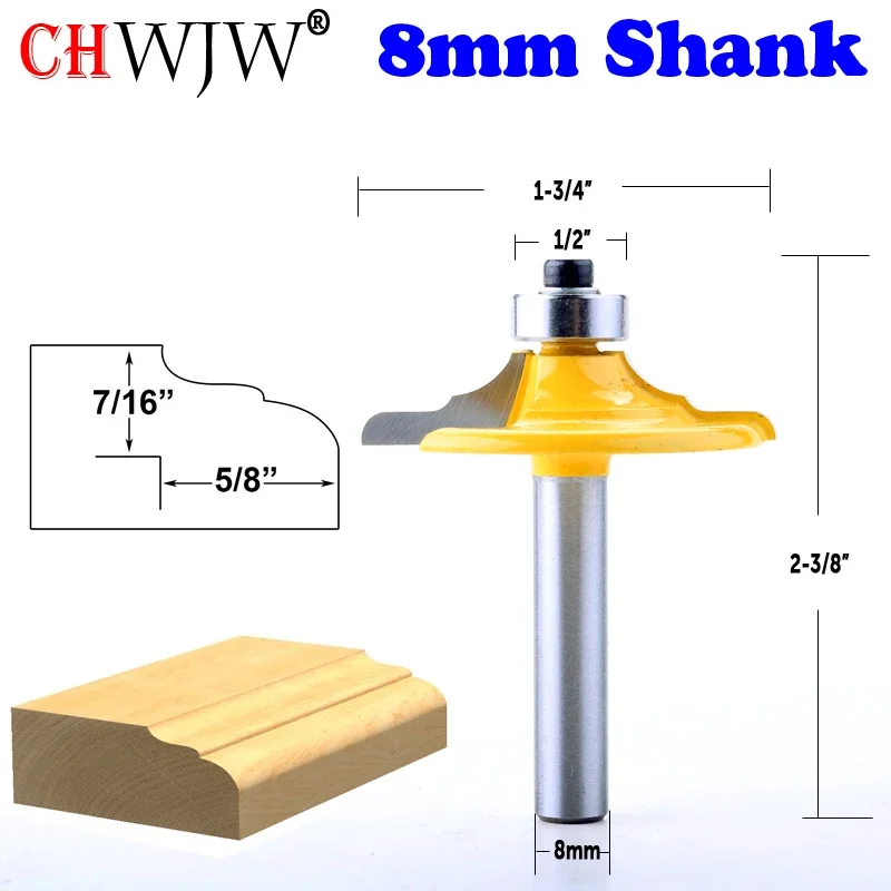 1PC 8mm Shank Classical Euro Style Door Front Edging Router Bit Trimming Wood Milling Cutter for Woodwork Cutter Power Tools