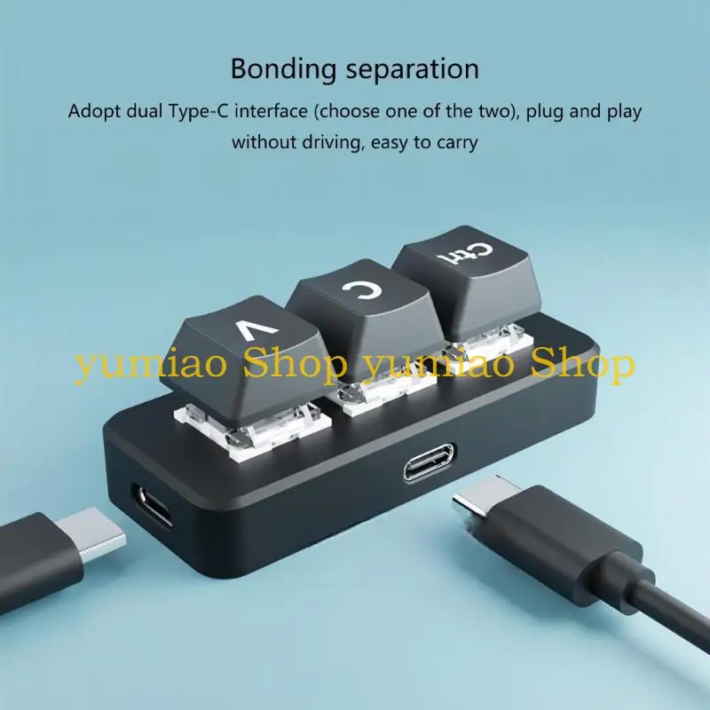 

587B 3Keys Programmable Mini Keypad Mechanical Keyboard Copy Pastes Ctrl C/V Programmer Shortcut With Green DriveFree