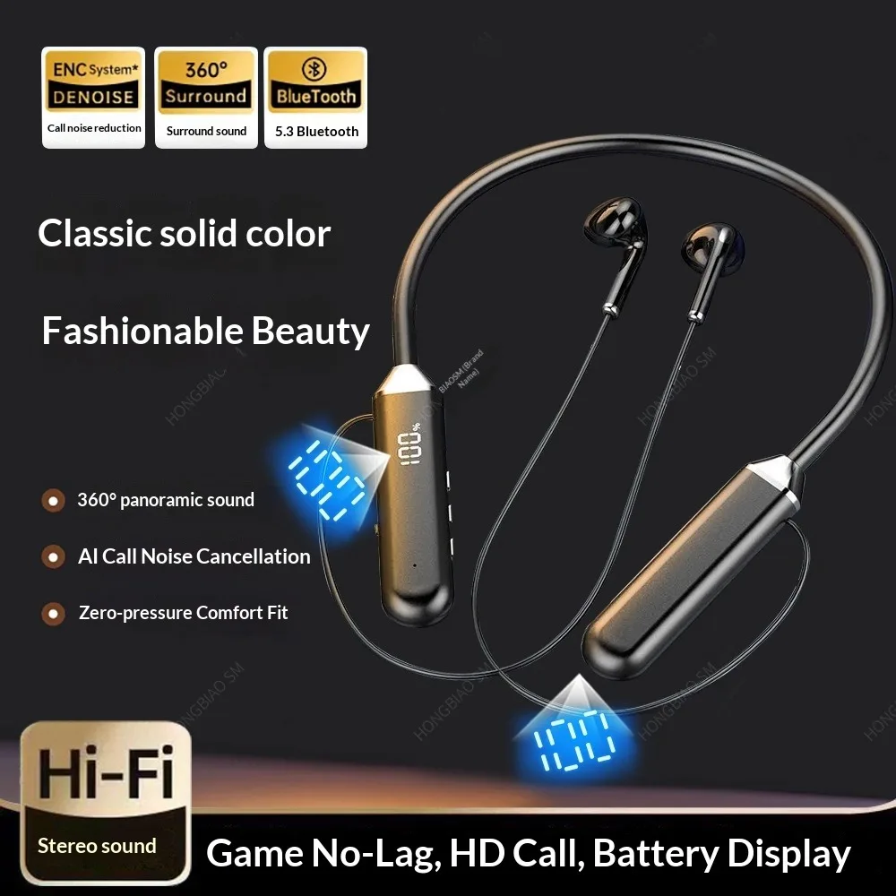 Neck-hung Bluetooth Headphones Wireless Earphones Mini in-Ear Comfortable in-Ear Noise Cancellation Sports Running E-Sports Game view 2