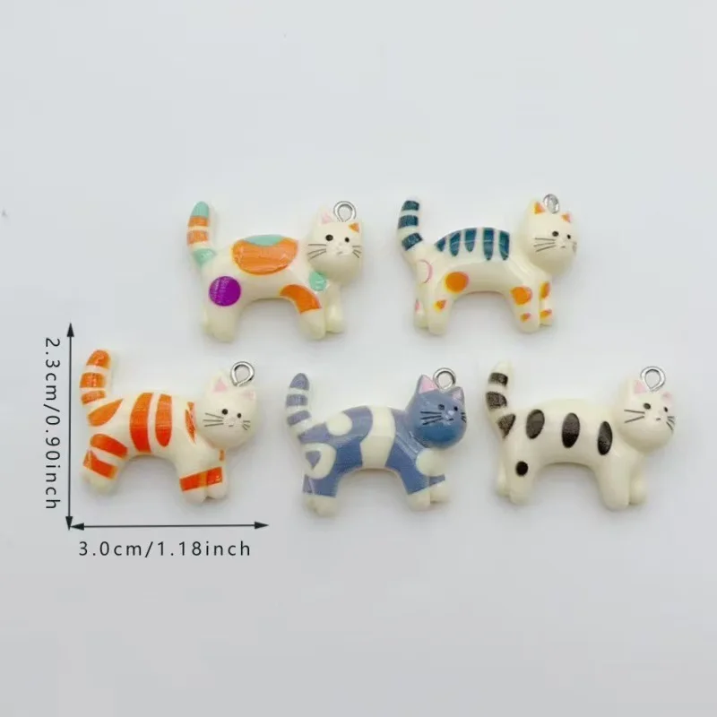 10pcs resin cartoon cat animal jewelry pendant DIY cute little cat pet earrings necklace keychain accessories view 4