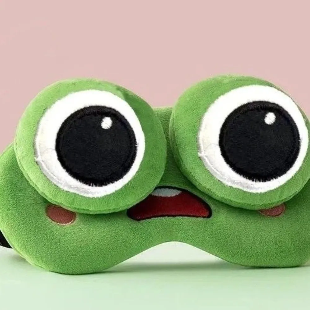Lovely Cartoon Frog Sleep Eye Mask Skin-friendly Breathable Shading Sleep Mask Green Big Eyes 3D Eye Mask Travel Nap