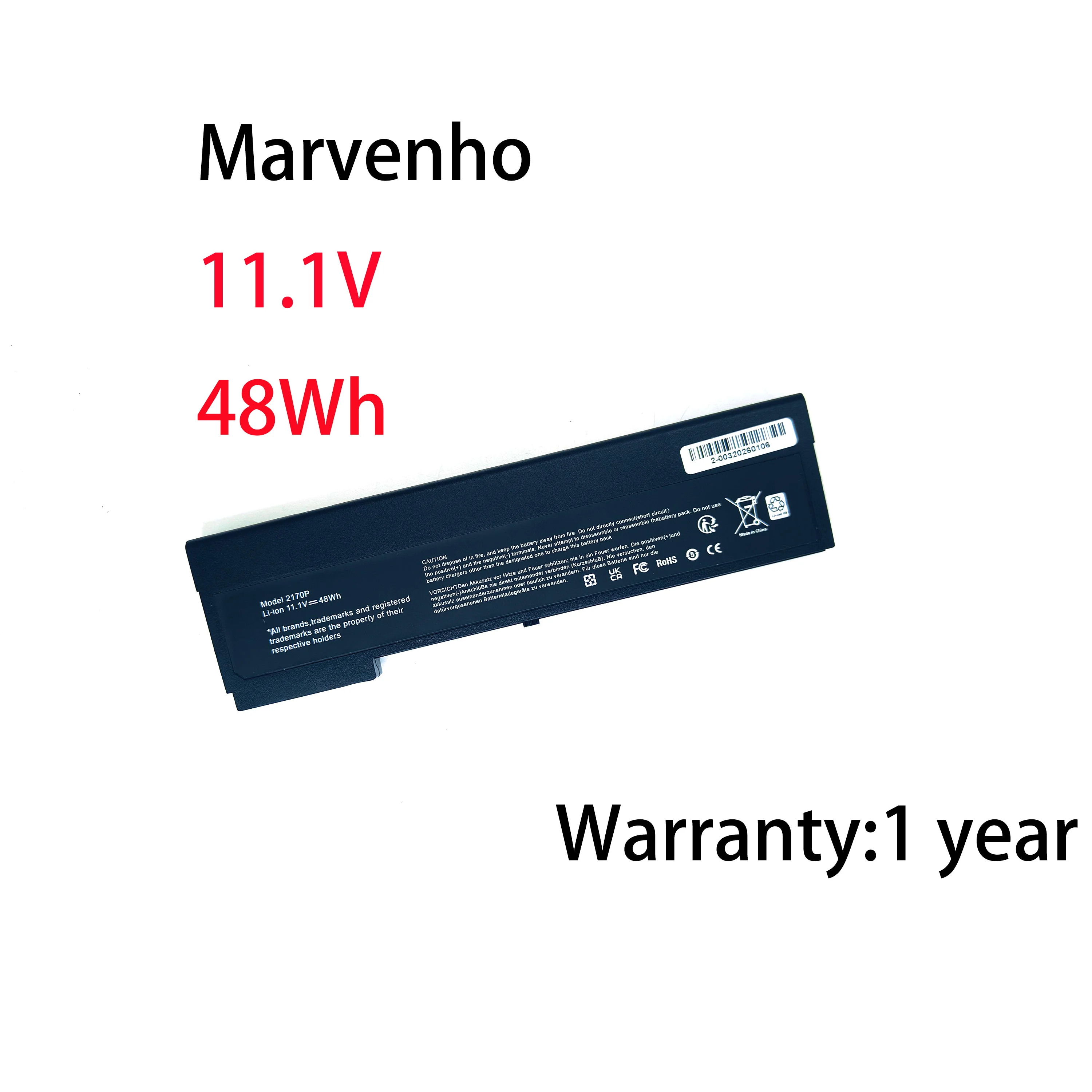 

Marvenho New 11.1V 4200mah 48WH 2170p MI04, MI06, MIO4, MIO6 Notebook Battery for HP EliteBook HSTNN-W90C HSTNN-YB3M