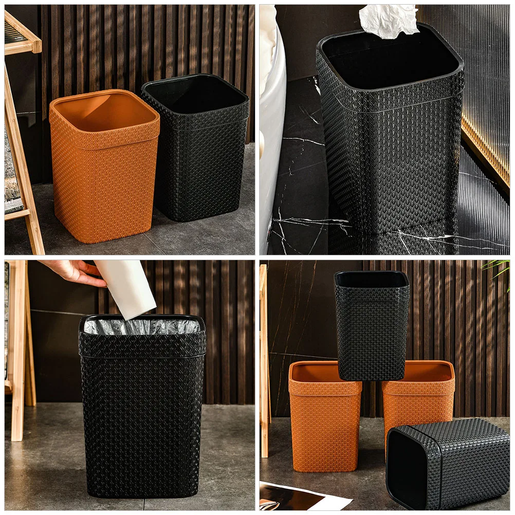صندوق تخزين من الخوص سلة نفايات بلاستيكية للمنزل والمكتب والحمام والمطبخ وحاوية القمامة على الطراز الشمالي متعددة الوظائف #3