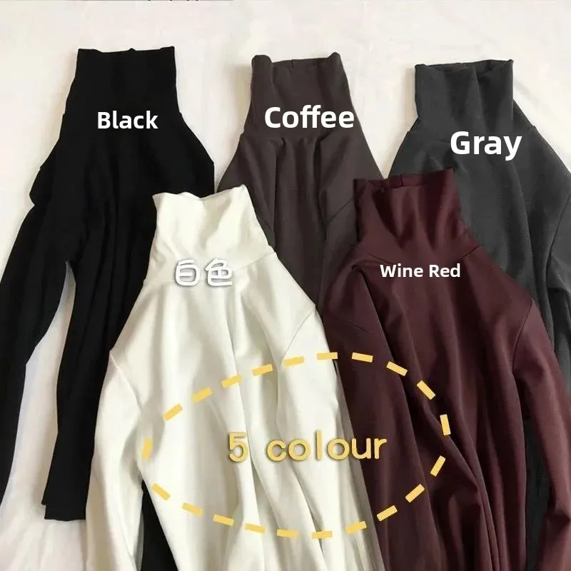 Double-Sided German Velvet High Collar Long Sleeve Women's Base Shirt Inner Wear Outer Wear Top Korean Style New Autumn Winter