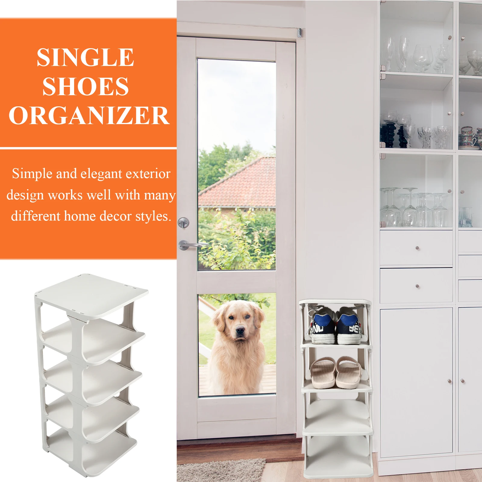 

Plastic Shoe Rack Organizer White Storage Shelf Multi-layer Single Shoes Holder Space-saving Entryway Shoe Storage