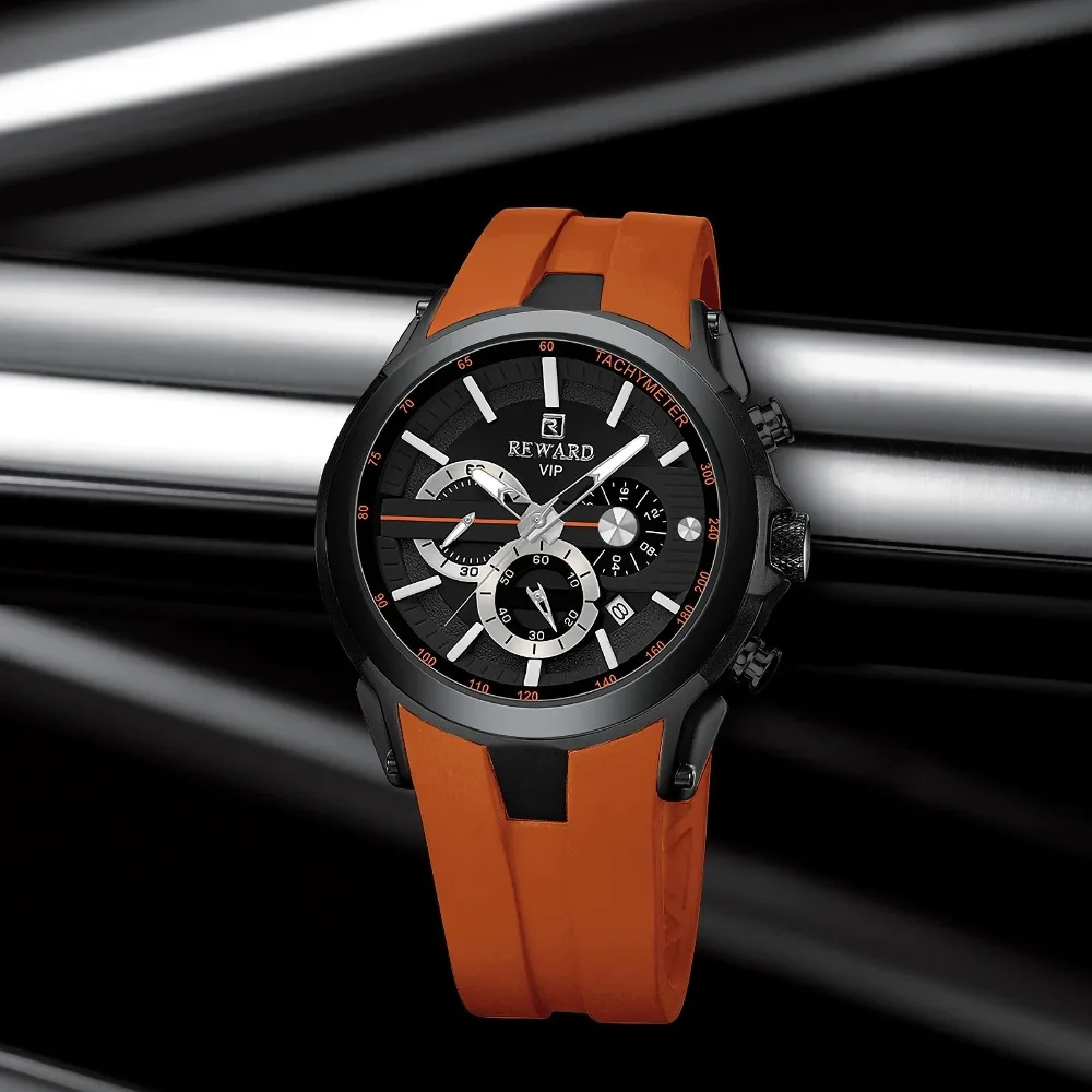REWARD 83046M Sports Silicone Quartz Men's Watch Waterproof Calendar Chronograph Luminous Relojes Para Hombres reloj Hombre