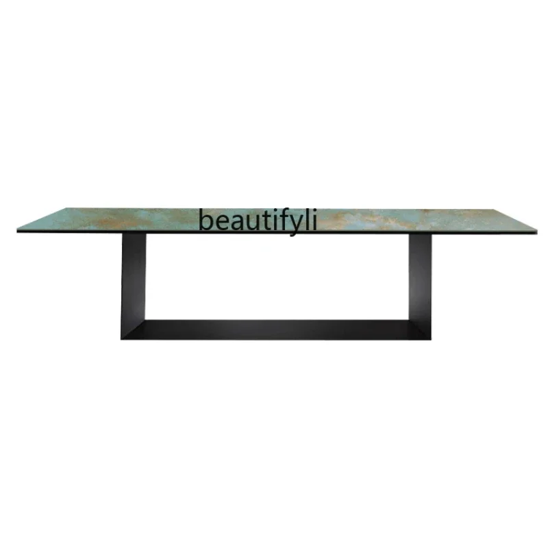 

Lamina 3mm Slate Composite 8mm Glass Designer Rectangle Household Dining Table