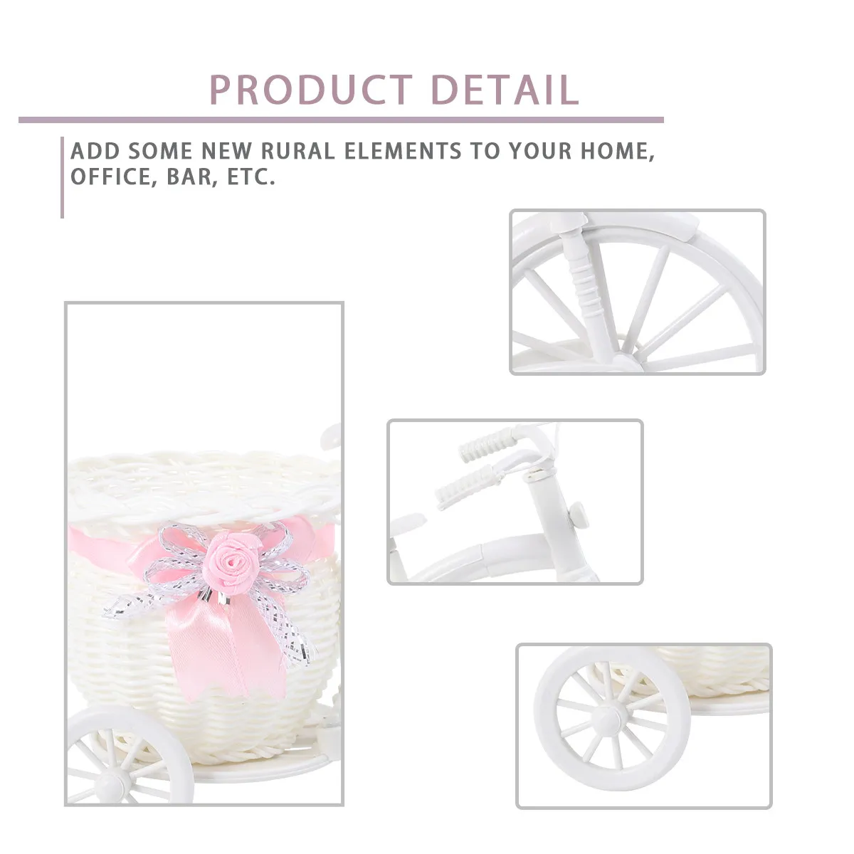 

1Pcs Simulated Rattan Weaving Flower Car Plastic Basket Multi Use Decorative Flower Arrangement Home Office Wedding Party