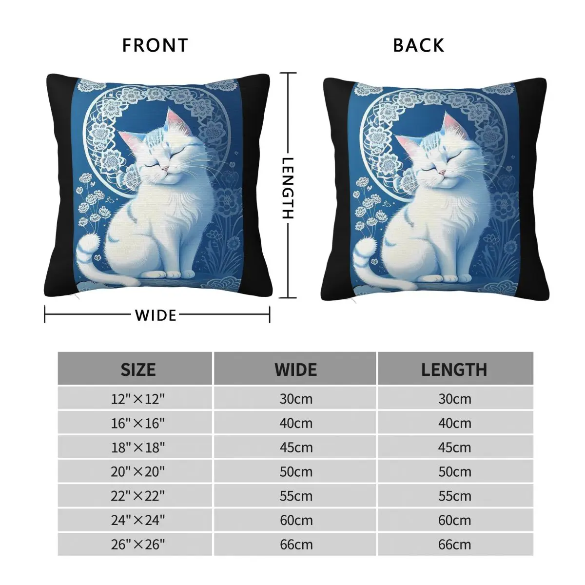Serenity Of Cyanotype Cat Square Pillowcase Polyester Linen Velvet Pattern Zip Decor Car Cushion Cover Wholesale
