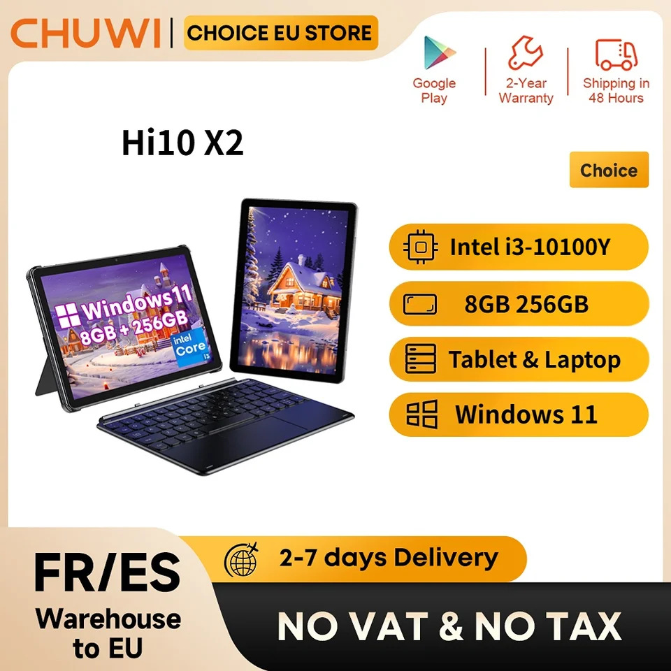 CHUWI Hi10 X2 Windows Tablets With Keyboard Laptop 10.1'' Intel