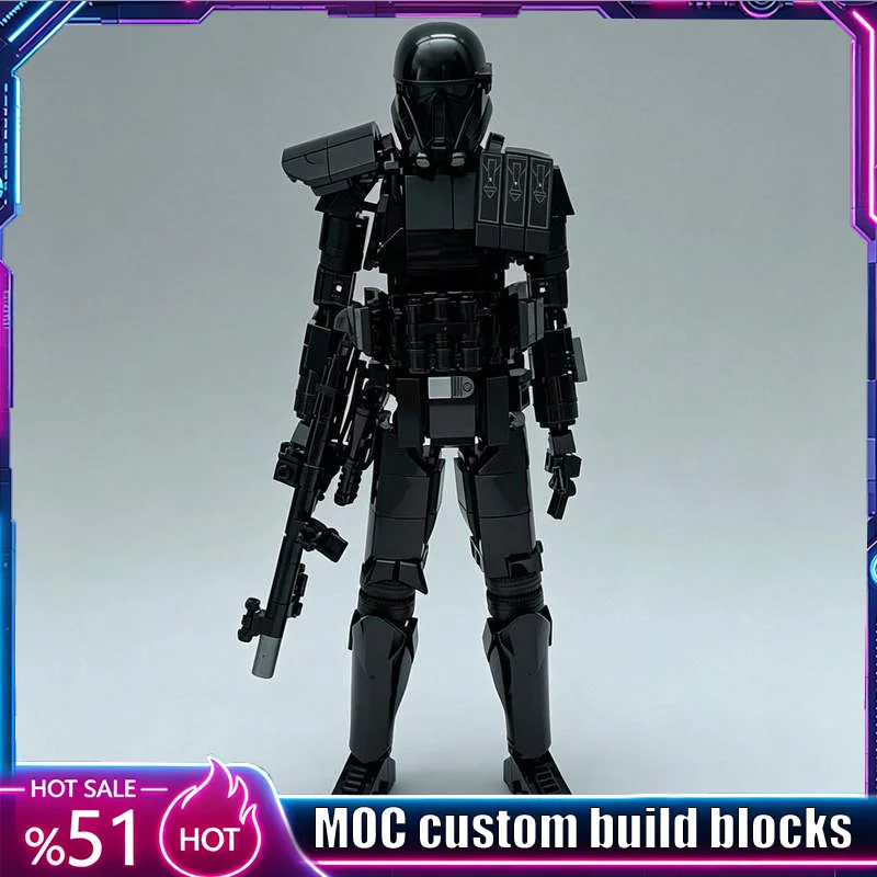 600 pièces, entièrement noires, entièrement blindées, figurines articulées de Death Trooper impérial de science-fiction, modèle MOC, jouet de construction éducatif DIY, cadeau