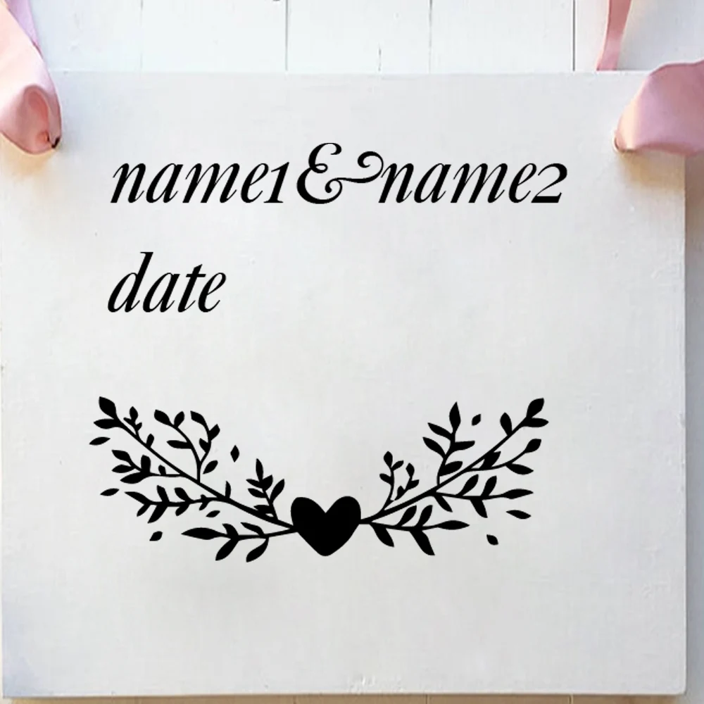 

1 pc nice lovely Wedding Cards and Gifts Box Custom Name wallSticker Home Decor Vinyl Wall Stickers For Wedding Party Boxs