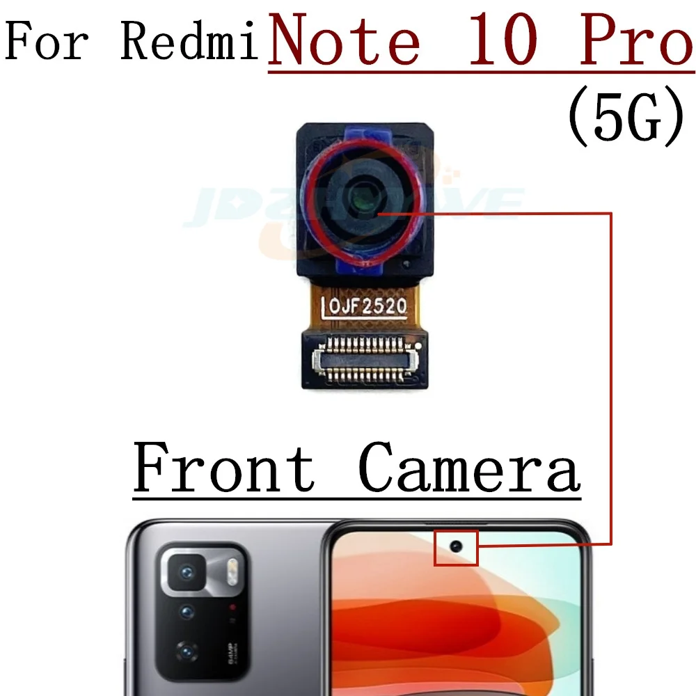 Front Rear Camera For Xiaomi Redmi Note 10 5G 10 Pro 10Pro 5G Main Wide Macro Depth Ultrawide Back Camera Module Flex