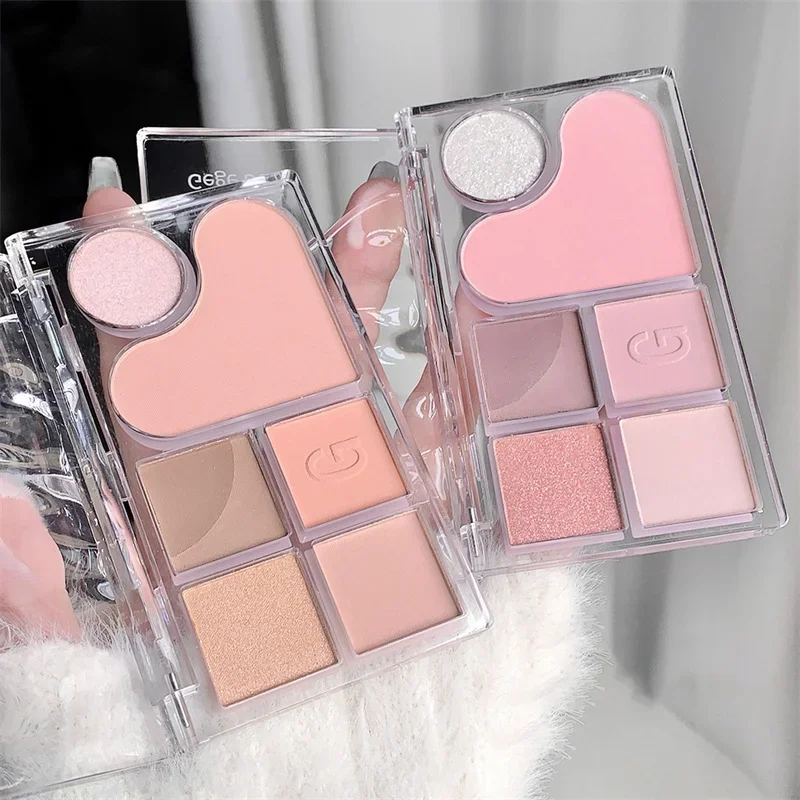 Paleta de Sombra Brilhante Rosa Shimmer Destaques Matte, Sombra Perolada, Maquiagem de Olho Coreano Encantador, Cosmético Pigmento Olhos Brilhantes