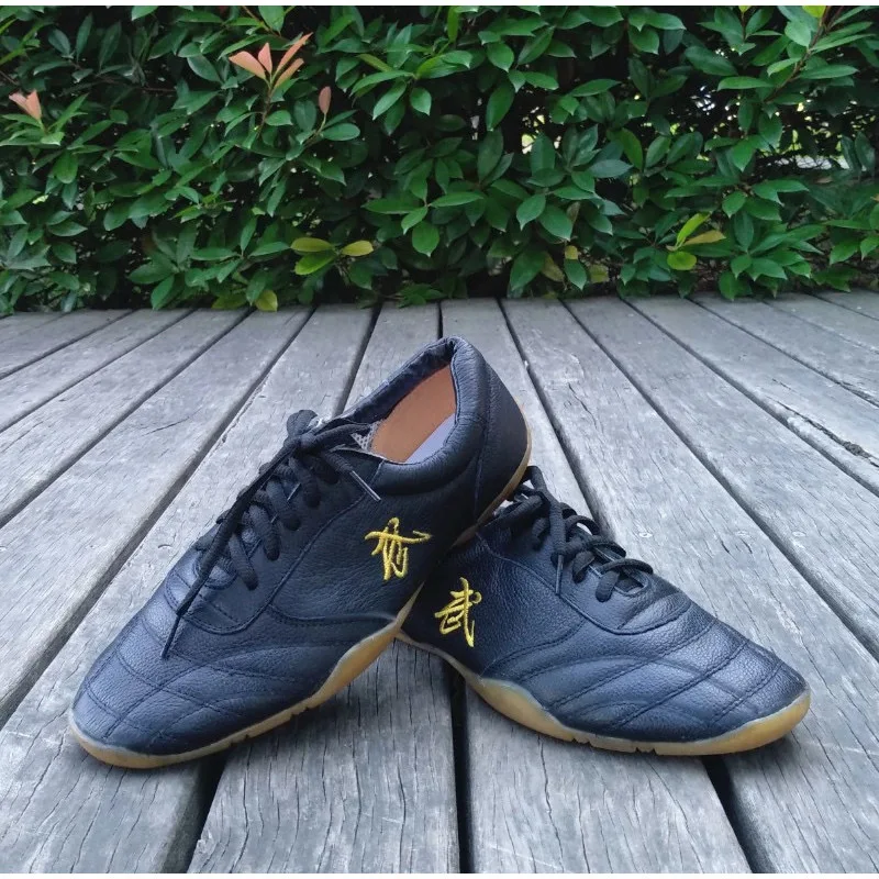 Professional  Tai Chi shoes Mens Womens Black White Leather Martial arts shoe Unisex Luxury Brand Kungfu Shoe for Couples