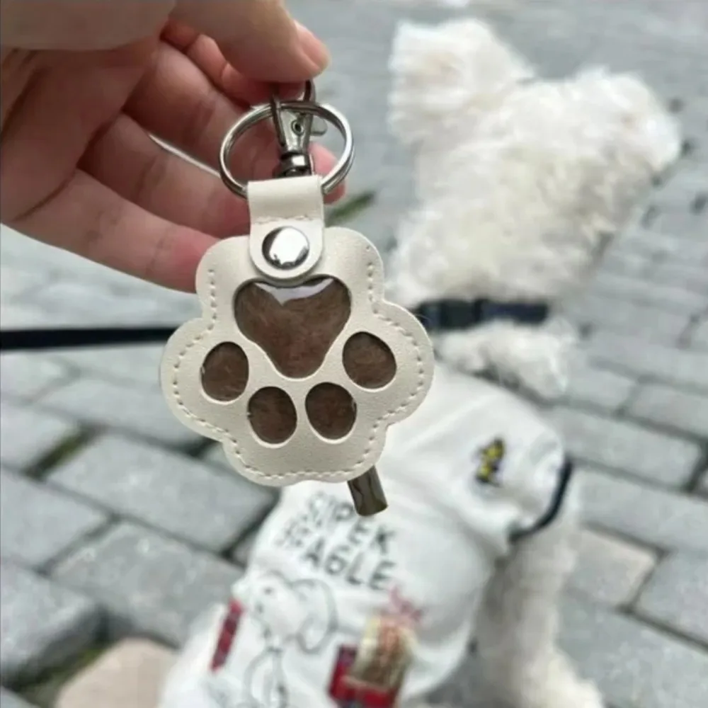 Dog Cat Hair Storage Cute Pendant Keychain Bag Pendant Couple Car Key Chains Pet Collection Gifts Decoration Car Accessories