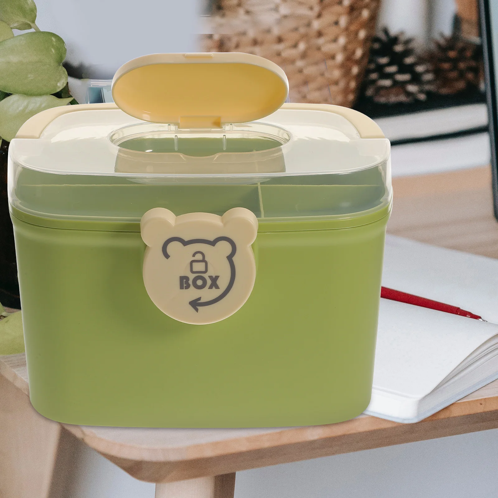 علبة طبية شفافة بتصميم مزدوج ومقبض مريح صندوق تخزين منظم للأدوية للاستخدام المنزلي المحمول #3