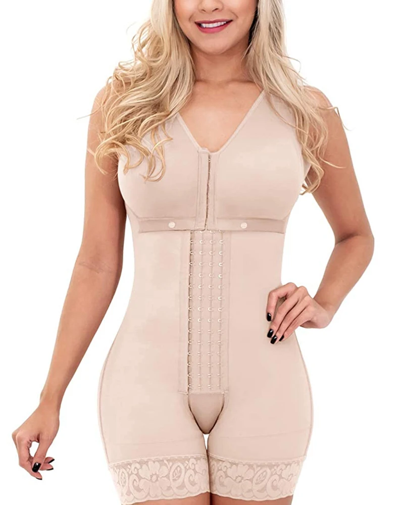 Fajas Colombianas Compress Shapewear For Women Hook And Eye Closure Adjustable Breast Support Tummy Control Bodysuit Bodyshaper