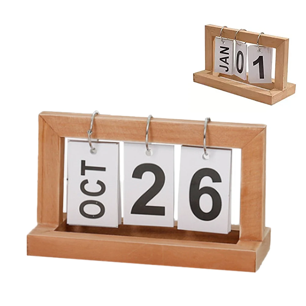 

Nordic Desk Crafts Decor Wooden Frame Calendar Thick Paper Flip Design Perfect Home Wooden Desk Calendar Decor Gift Idea