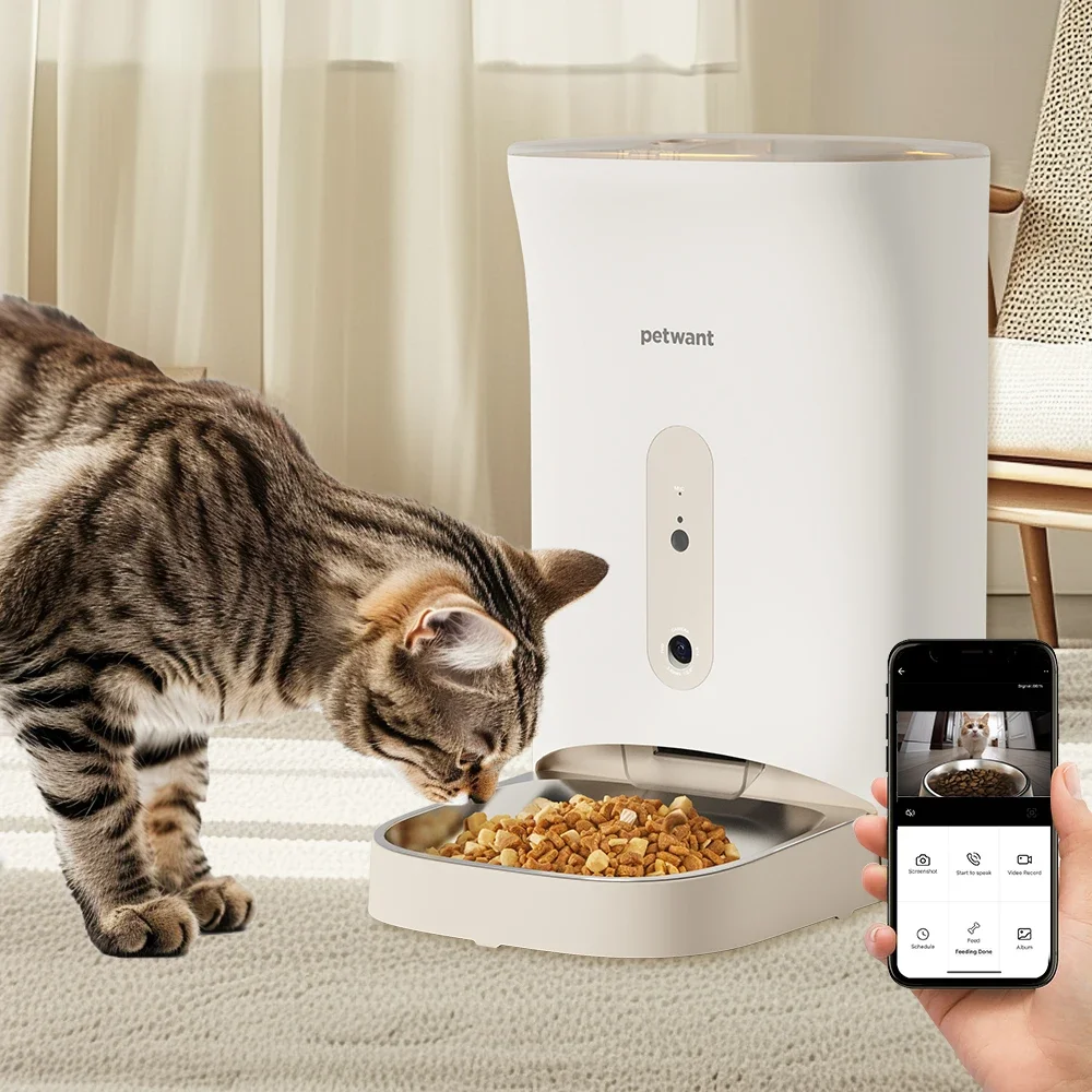 

Petwant 4.5L Automatic Cat Dog Food Dispenser App Remote Timing Quantitative Smart Pet Feeder with Camera