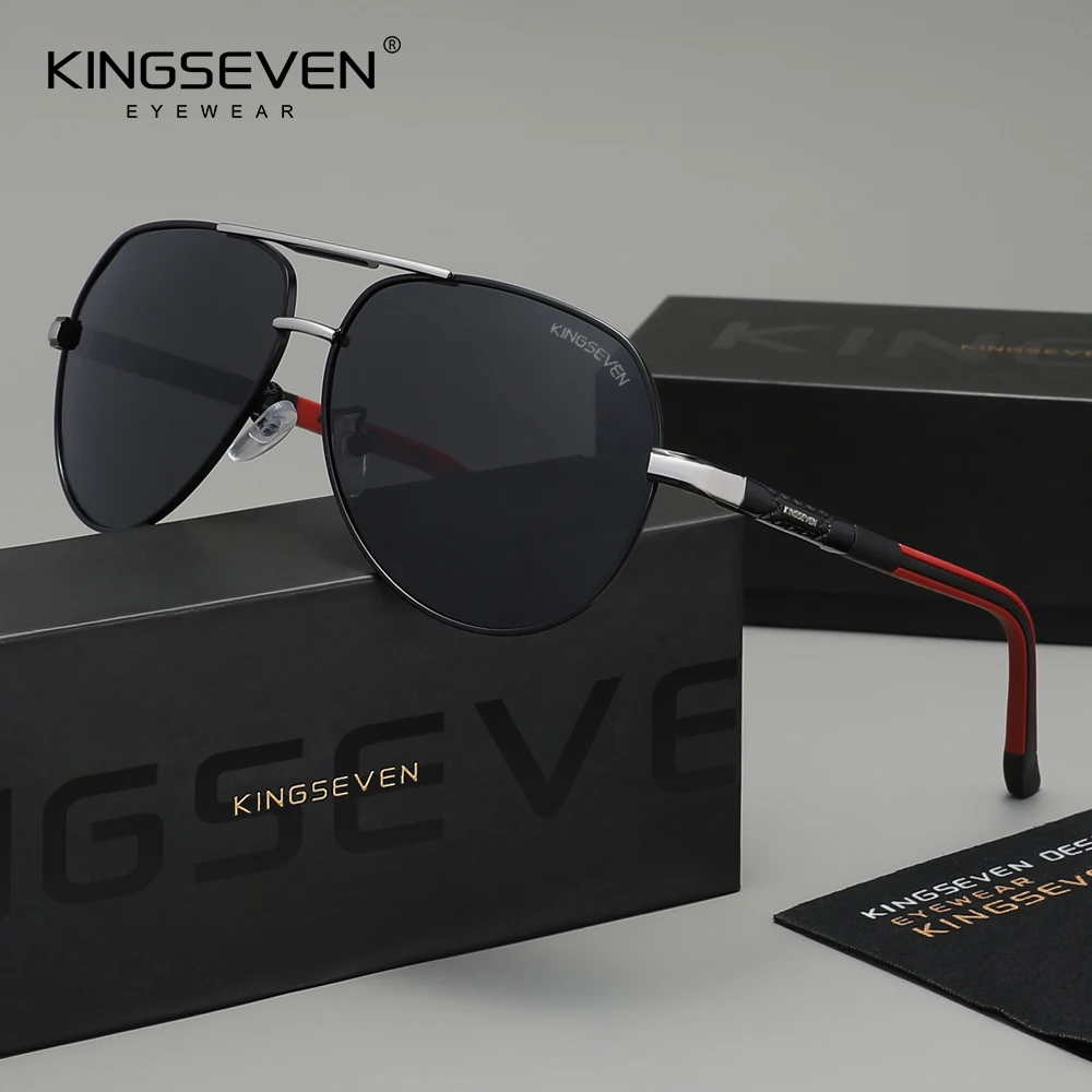 KINGSEVEN Men's Sunglasses Men Polarized Aluminum Frame Classic Pilot Sun Glasses Women Driving Eyewear
