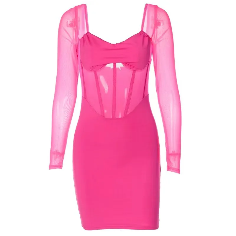 Sexy mujer ort Par Dr ceñido al cuerpo cintura alta corte bajo Street Sle largo Sve Color Casual Ele