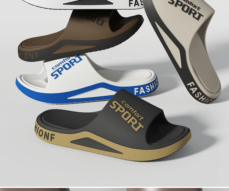 Modische Slide-Sandalen für Herren, Sommer, rutschfest, bequem, flache Sohle, Hausschuhe für drinnen und draußen, trendiger, atmungsaktiver Heimschuh – Detail 7