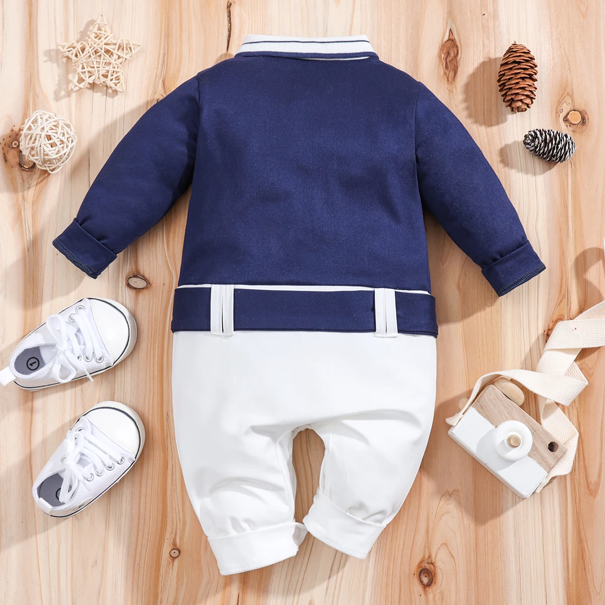 IURNXB Newborn Baby Boys Gentleman Clothes One Piece Polo Romper Formal Outfit Tuxedo Christmas Long Sleeve Jumpsuit Gifts 0-18M