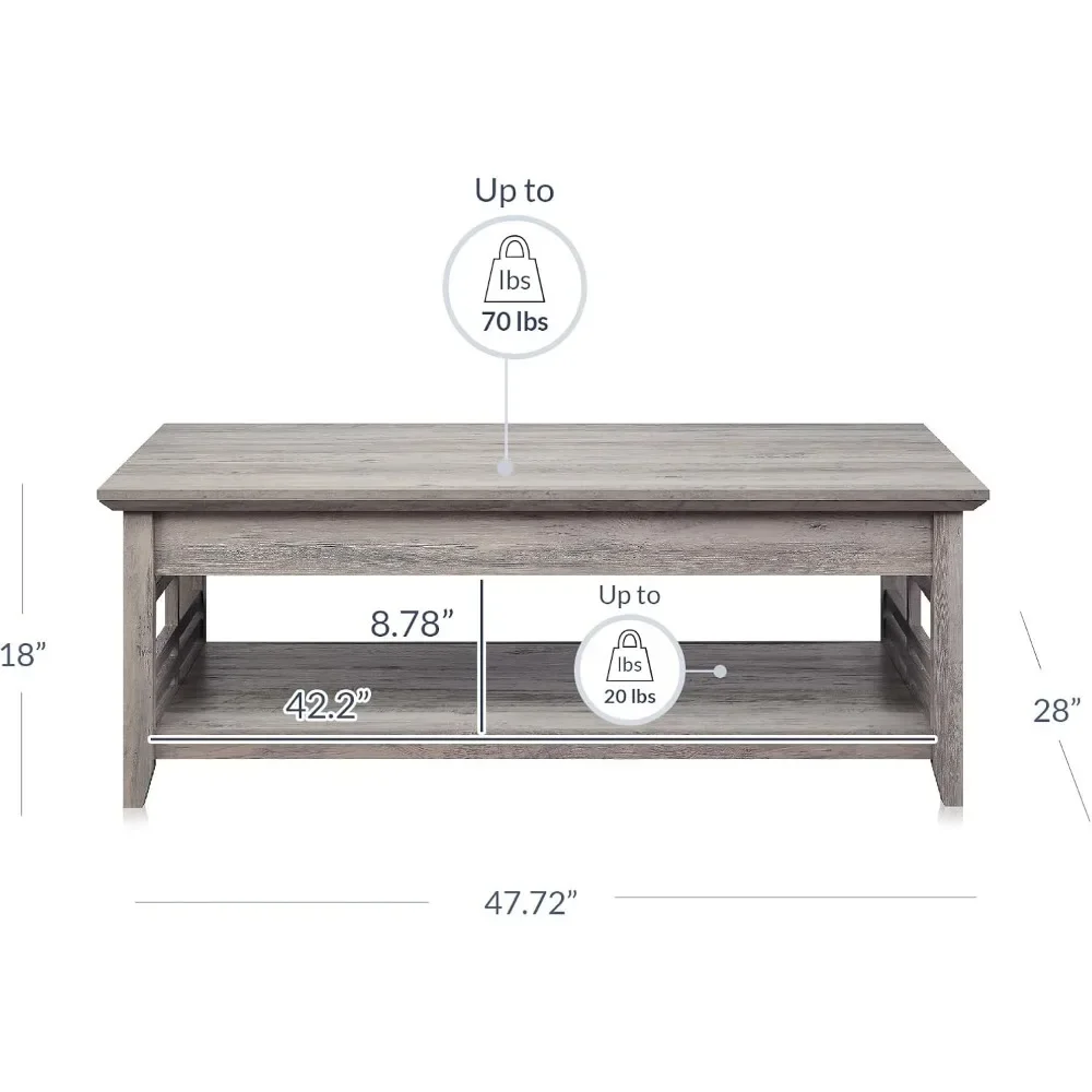 Modern Wood Coffee Table with Storage Shelf Two Tier Rectangular Stylish Decor for Living Room Conversation Leisure Occasions