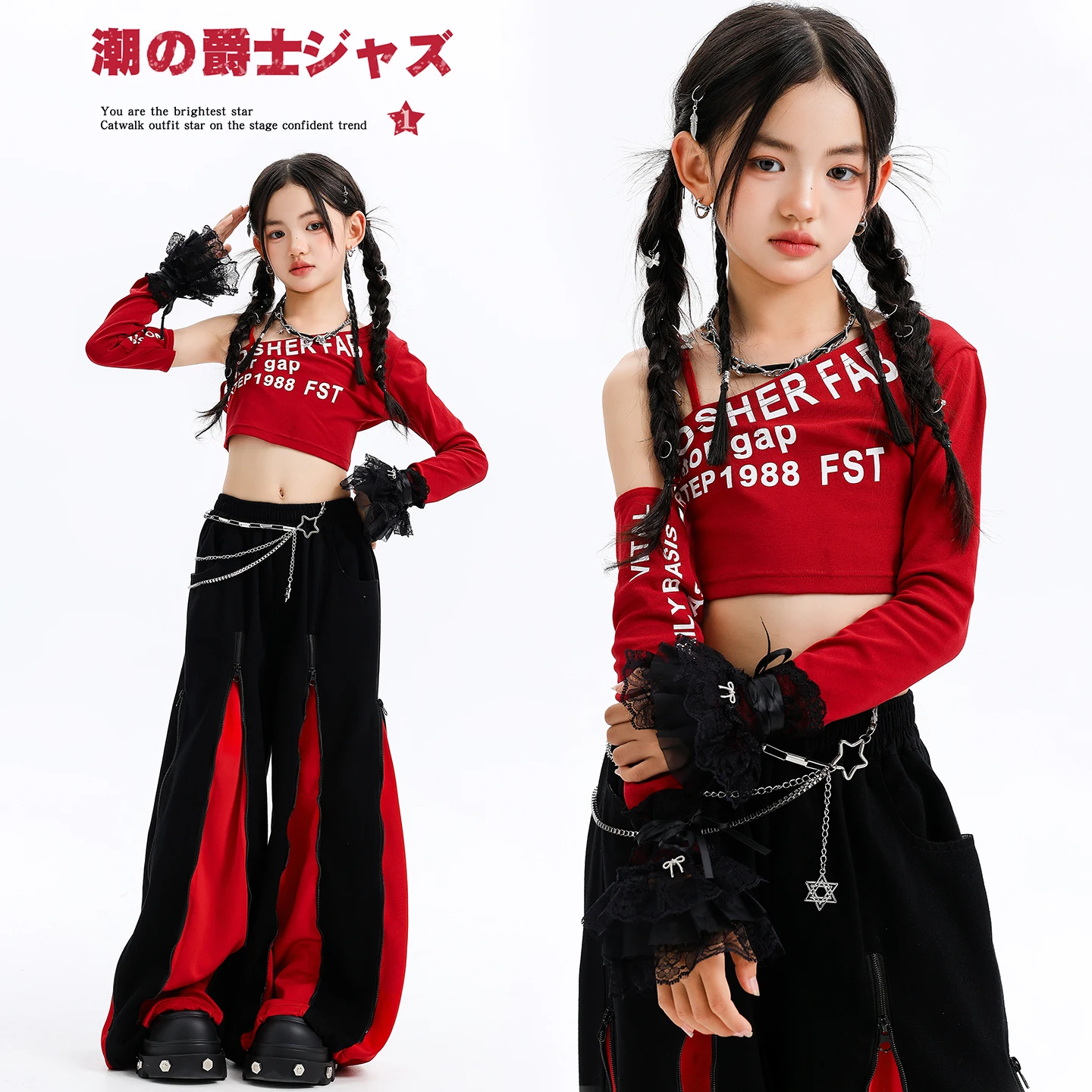 Mädchen K-pop Moderne Jazz Crop Tops Street Dance Cargo Hosen Kinder Hip Hop Jazz Mädchen Gruppe Kleidung Sets Kinder streetwear Kostüm