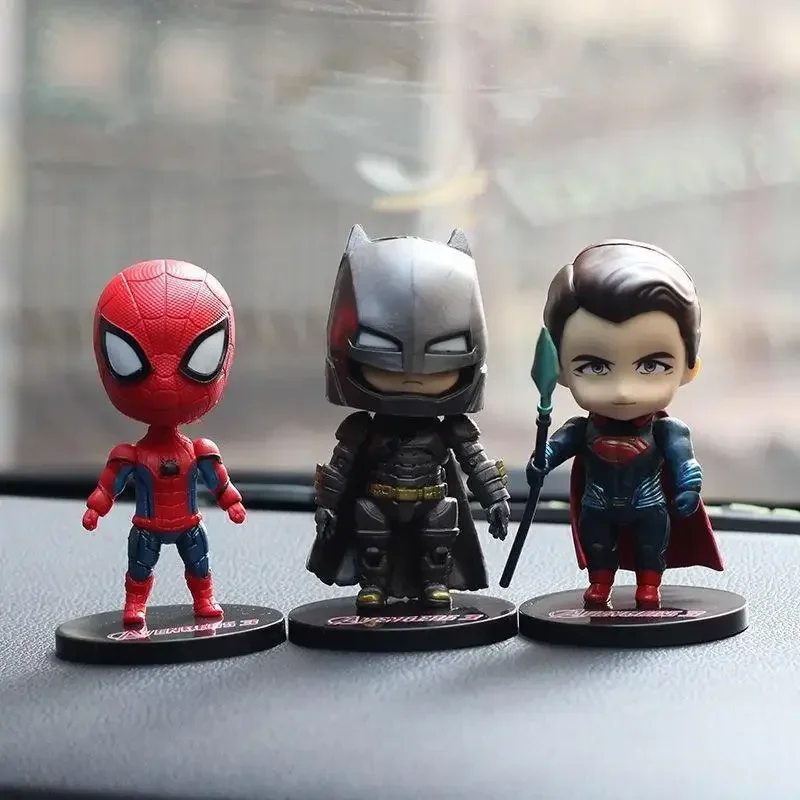 Os Vingadores Q Version Anime Figures para crianças, Super Heróis, Homem-Aranha, Homem de Ferro, Batman, Capitão América, Thor, Boneca Modelo, Toy Gifts, 10cm