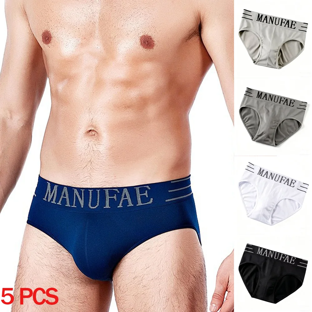 

5 шт., мужские трусы, нижнее белье, сексуальные мягкие мужские трусы, трусы с надписью, дышащие удобные мужские шорты-бикини, черные, синие, белые