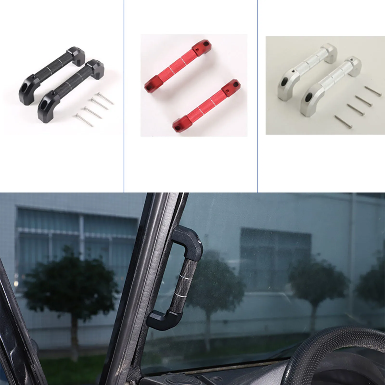 Alloy Inner Door Handle Grab Trim Red Black Silver Set For Land Rover Defender 90 110 2004-2018 3 Color