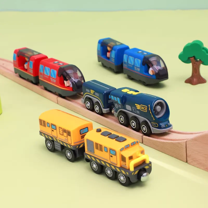 

Электрический локомотив на магнитах, совместимый с деревянными железнодорожными игрушками Hape для детей