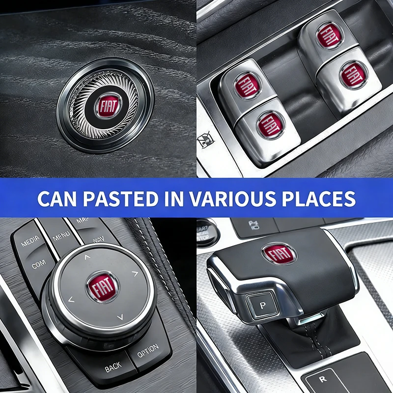 Car sticker crystal sticker interior LOGO button sticker suitable for Fiat Stilo Abarth 500 Ducato Tipo FR Punto Interior Parts
