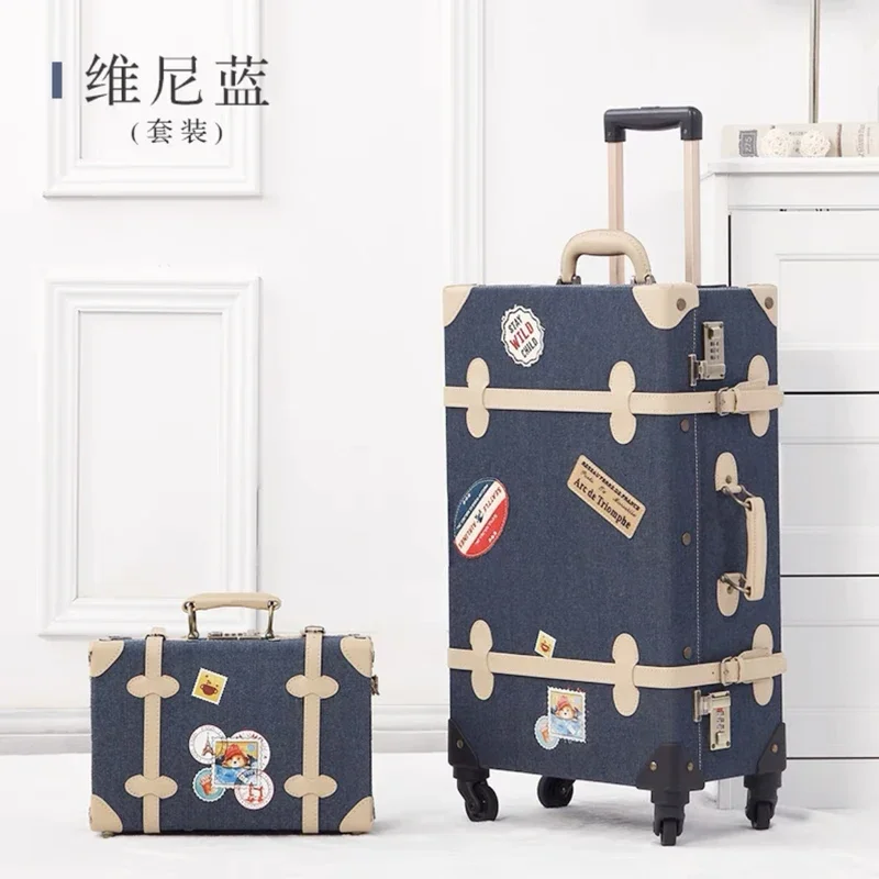 2022 New Vintage Oxford cloth Travel Bag Rolling Luggage sets,20\