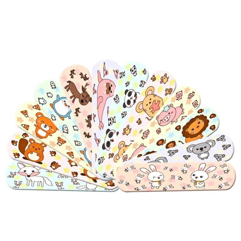 60pcs/120pcs Kawaii Cartoon Animal Pattern Waterproof Bandages Wound Plaster Patches Bandaid  Hemostasis Adhesive Baby Bandaid