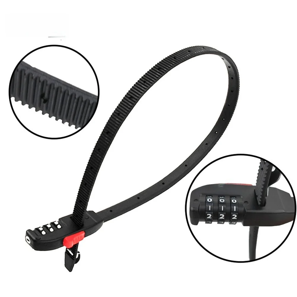 56cm Stainless Steel Cable Tie Lock for Bicycle Scooter Helmet Luggage Entryway with Resettable 3 Digit Password