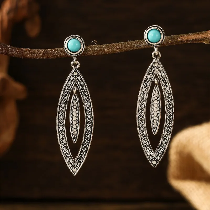 

Ethnic style long hollow rice bead women's earrings Bohemian style gradually changing color earrings for women