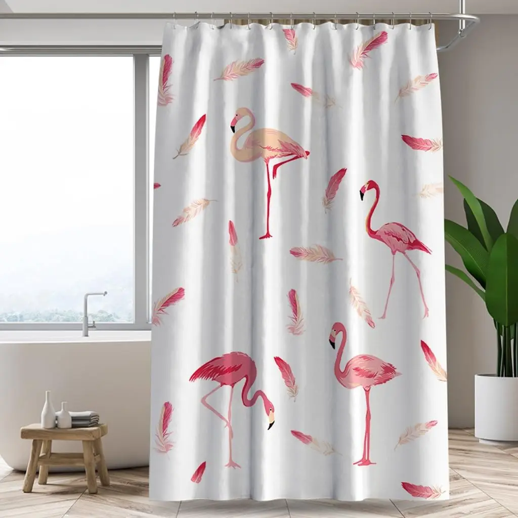 

1pcs shower curtain flamingo print set bathroom waterproof thickened shower curtain hotel apartment shower curtain