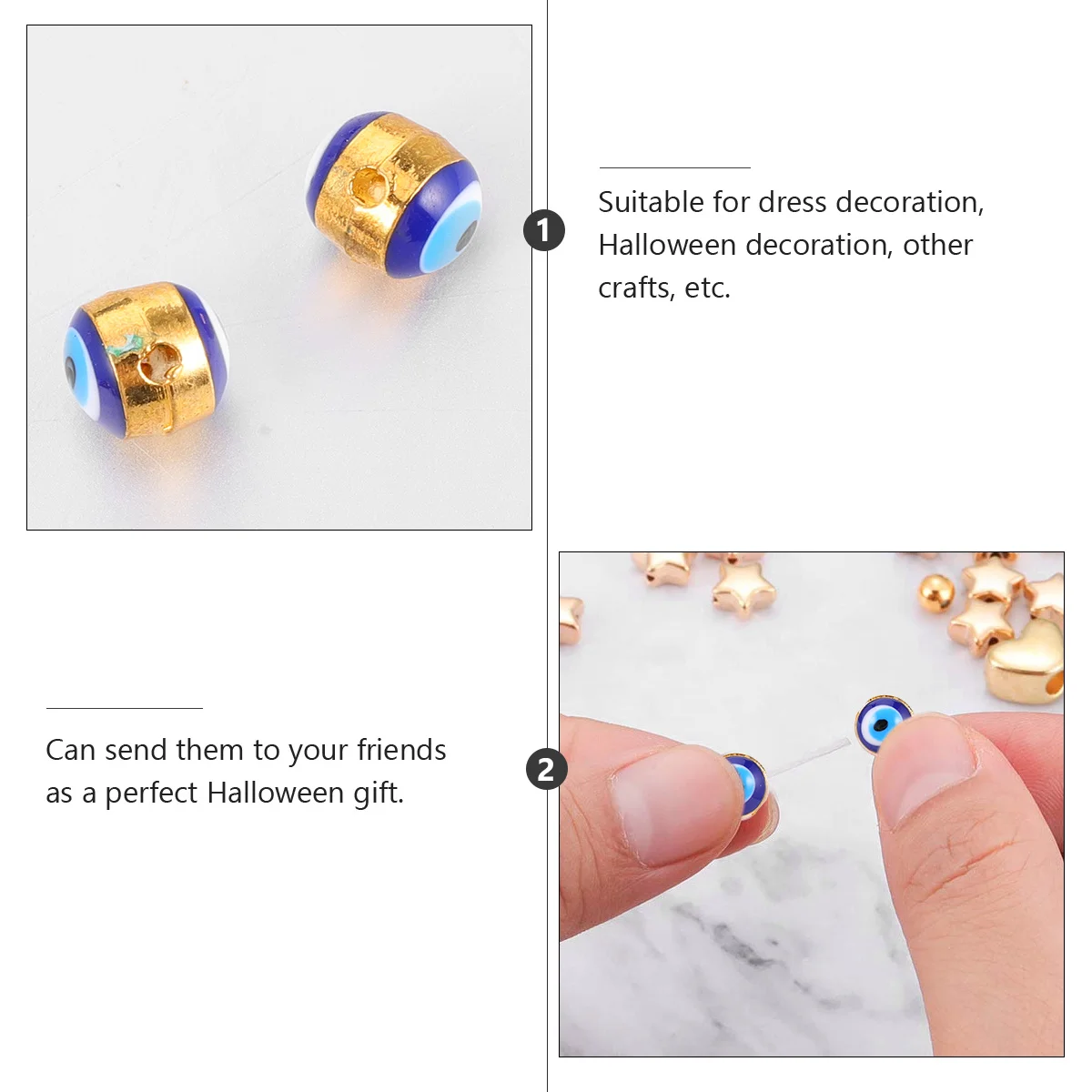 

100Pcs Evil Eye Beads Alloy Halloween DIY Craft Jewelry Making Accessories Scary Eyes Spacer Beads Horror Charms